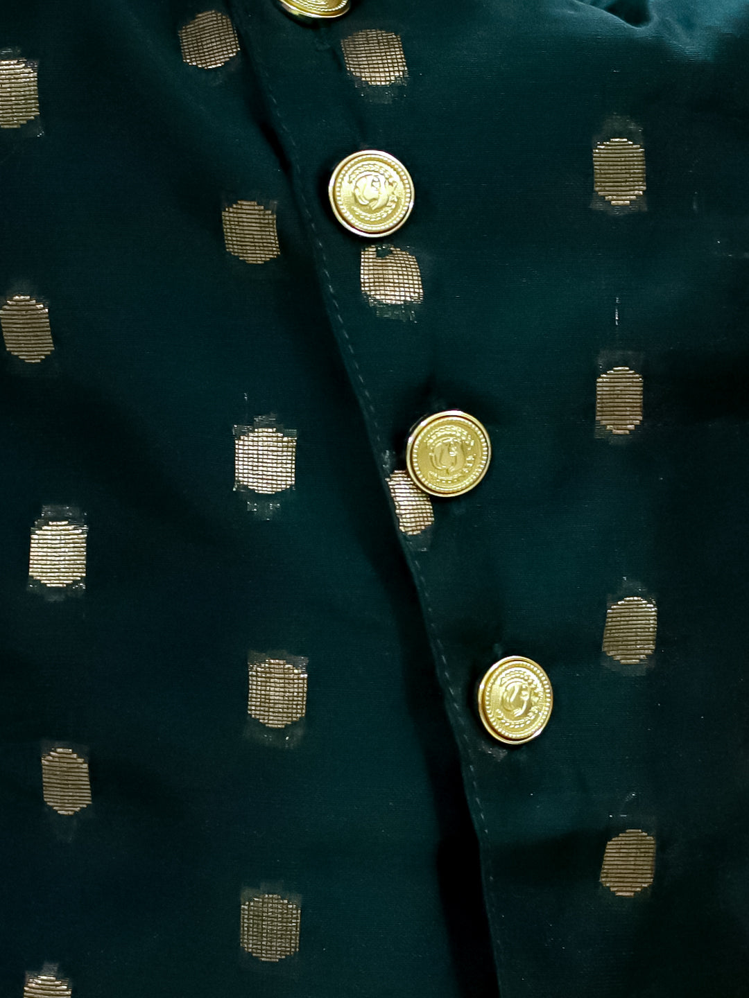 BownBee Pure Chanderi Full Sleeve Sherwani Dhoti for Boys- Green