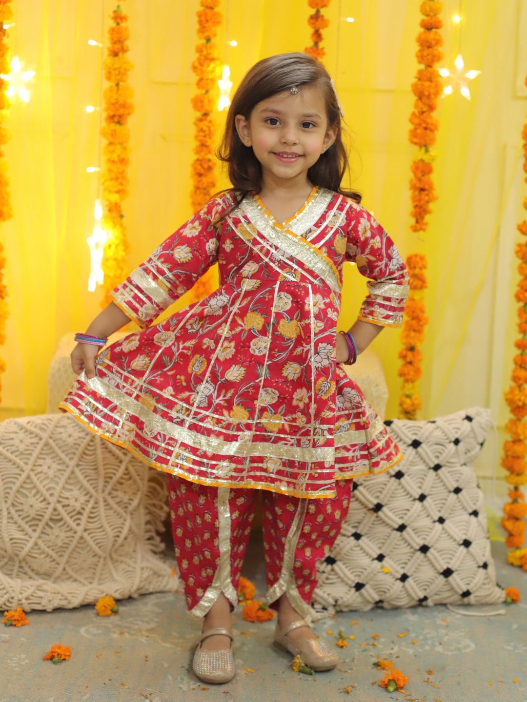 BownBee Pure Cotton 3/4th Sleeve Anarkali Kurta with Dhoti
