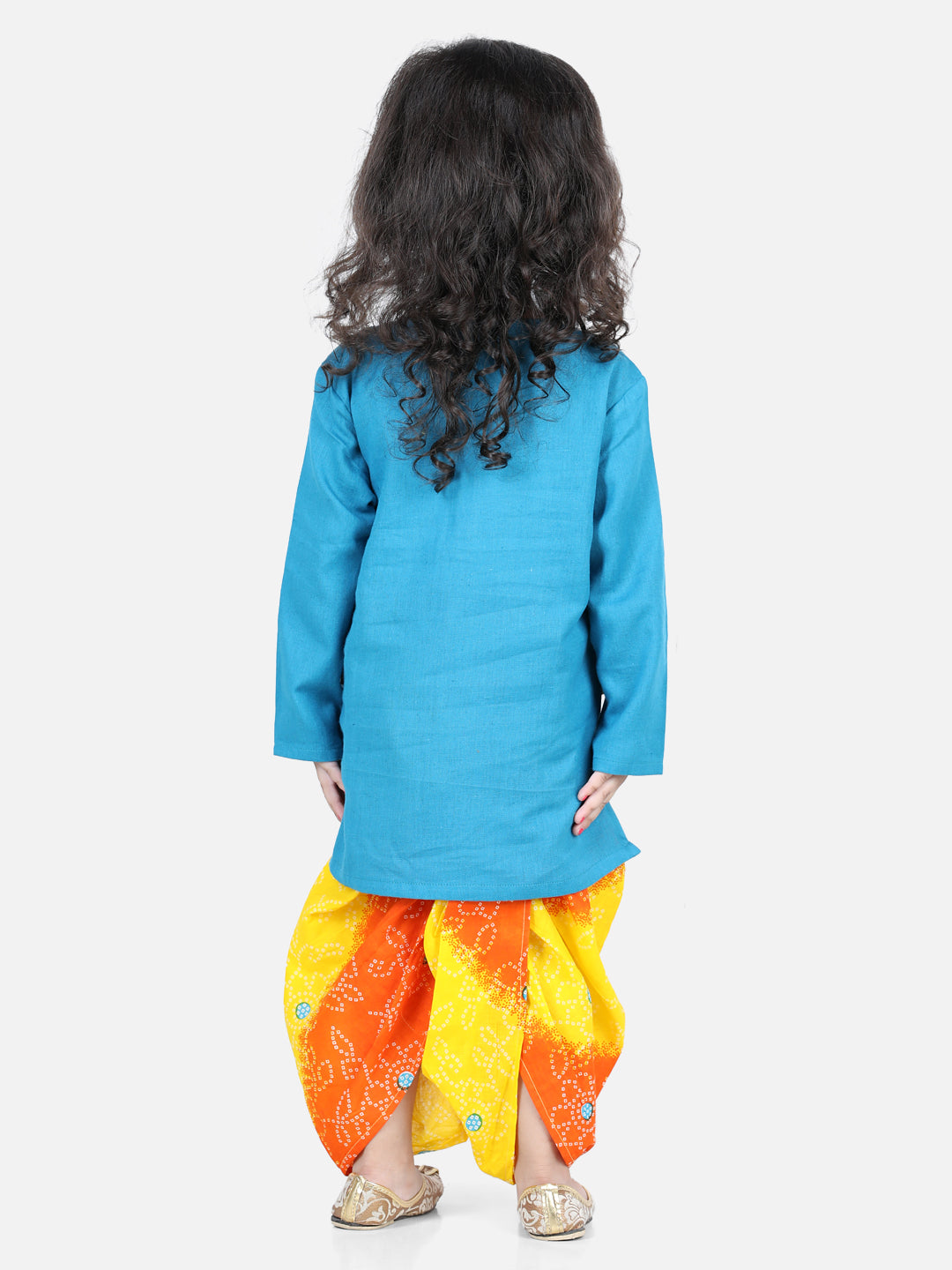 BownBee Attached Jacket Cotton Dhoti Kurta for Boys- Blue