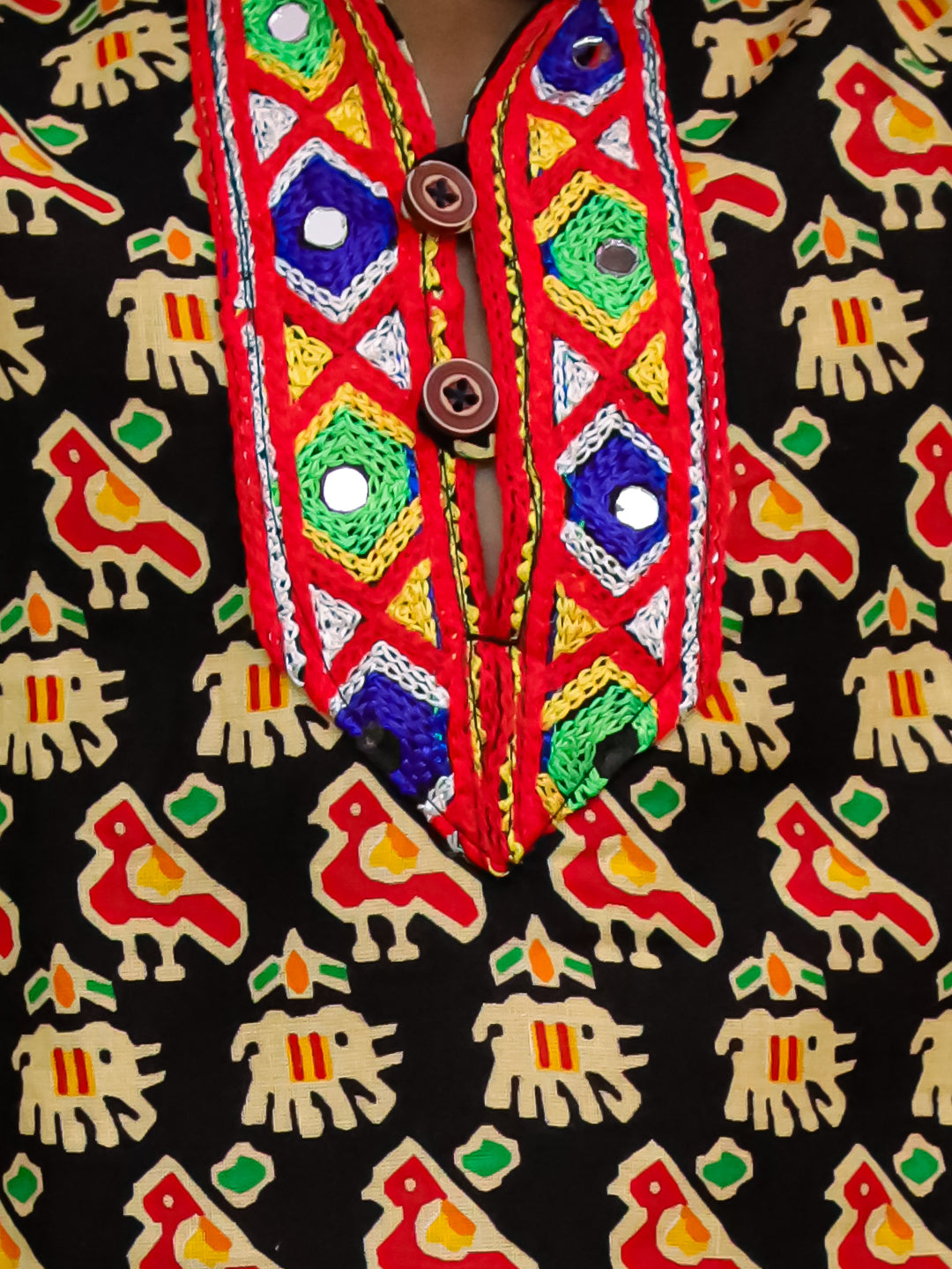 BownBee  Pure Cotton Embroidered Kurta Dhoti set For Boys - Black