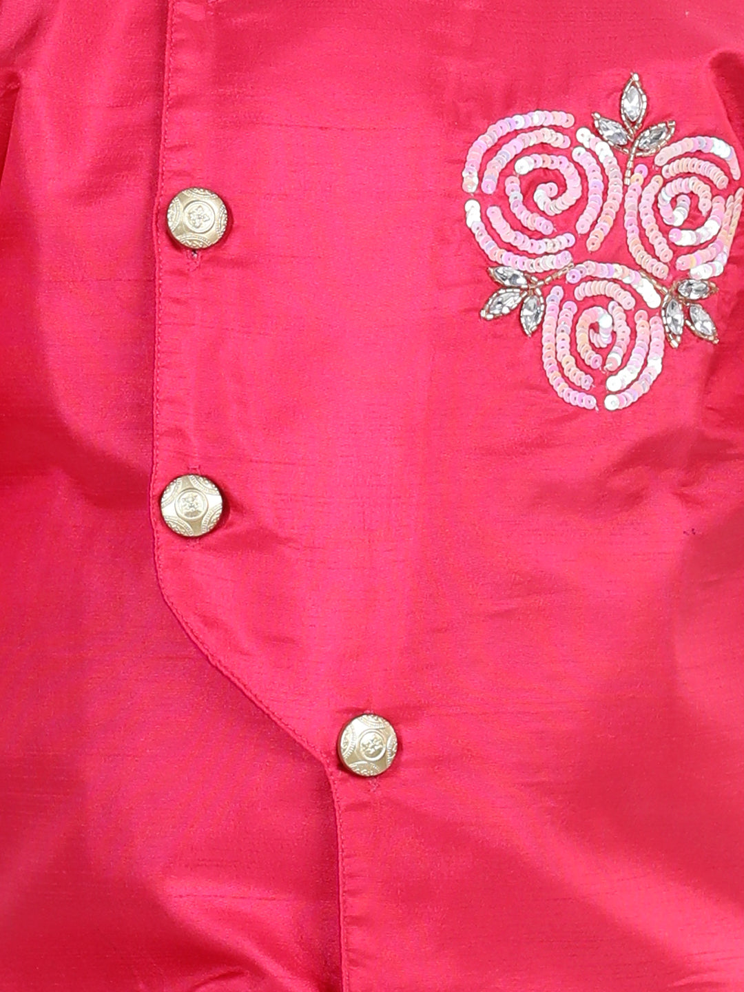 BownBee Sibling Hand Embroidered Sherwani Dhoti for Boys Kurti Salwar with Dupatta-Pink