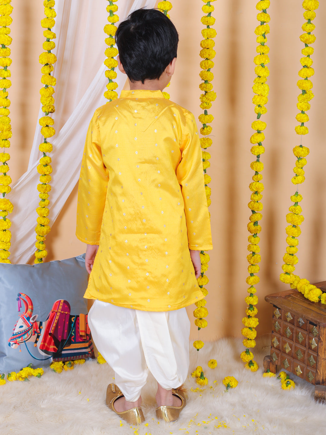 BownBee Boys Ethnic Full Sleeve Dhoti Kurta sets - Yellow