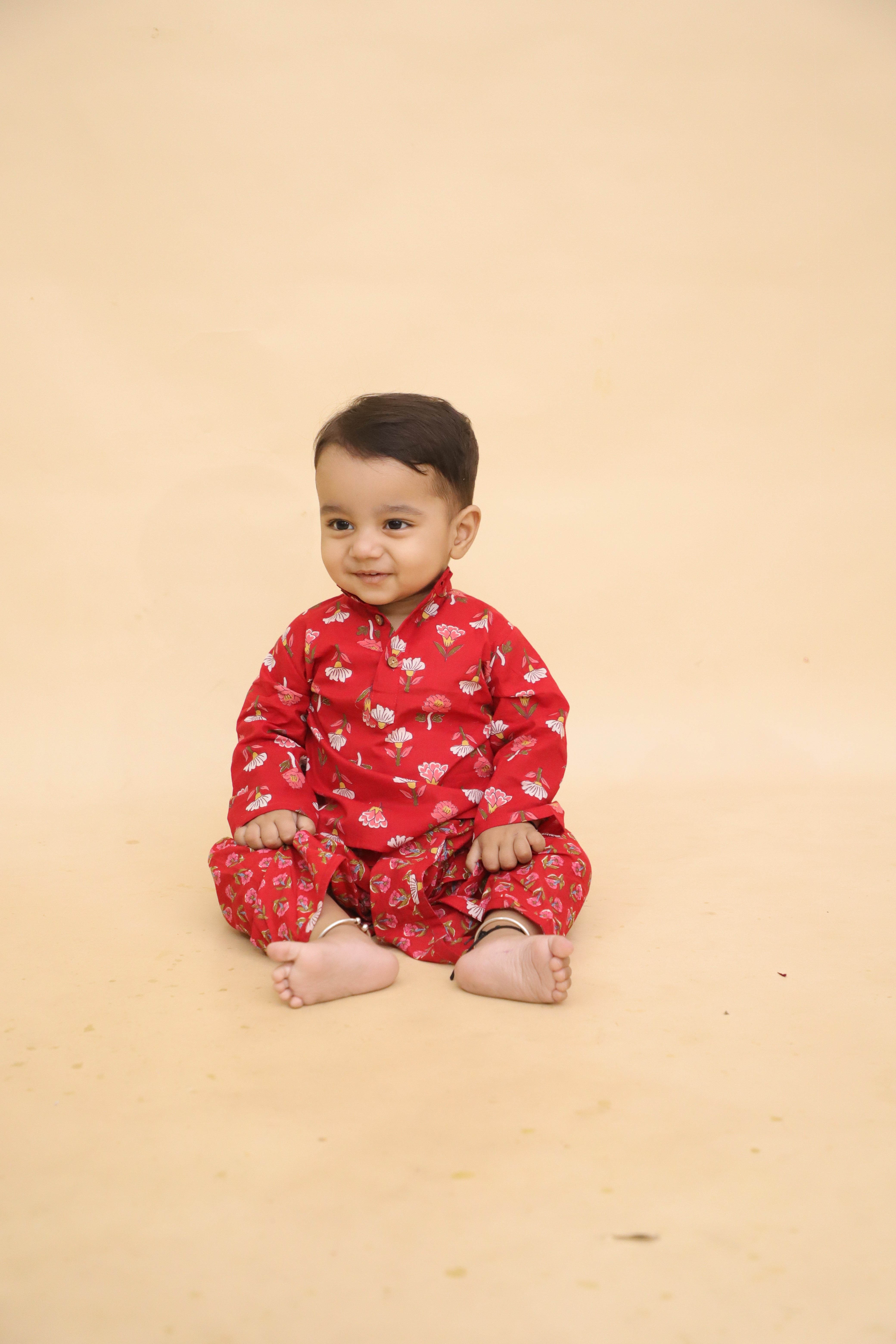 BownBee Short Pure Cotton Dhoti Kurta Set For Infant Boys - Yellow