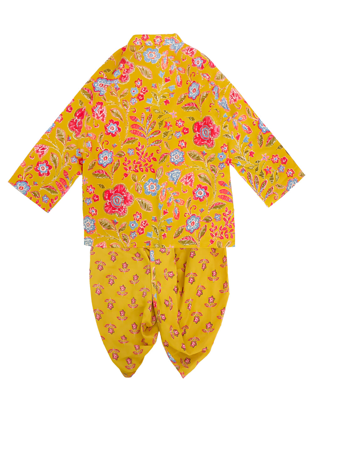 BownBee Short Pure Cotton Dhoti Kurta Set For Infant Boys - Yellow