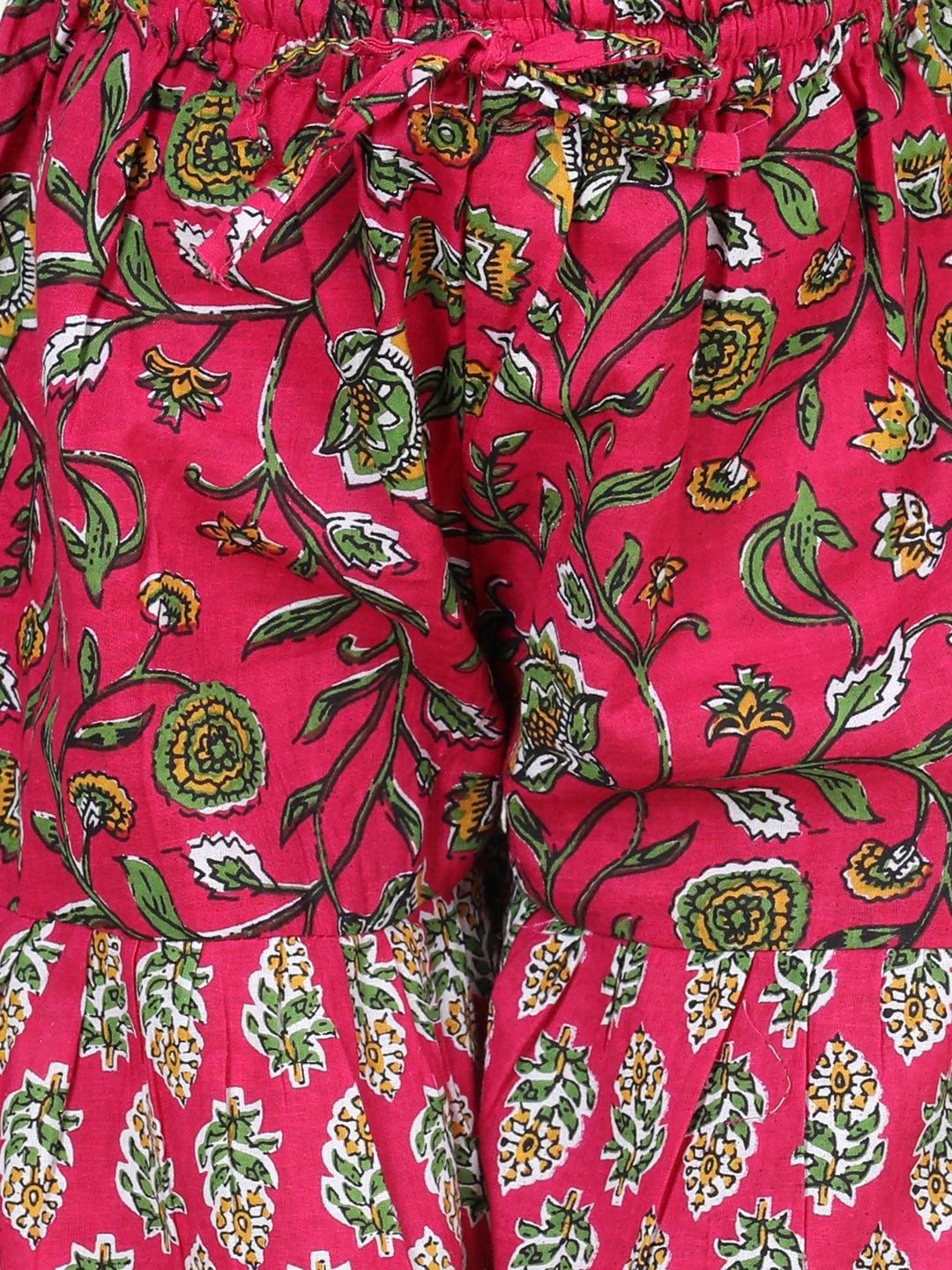 BownBee Sibling Pure Cotton Printed Kurta Sharara and Dhoti Kurta Set- Pink