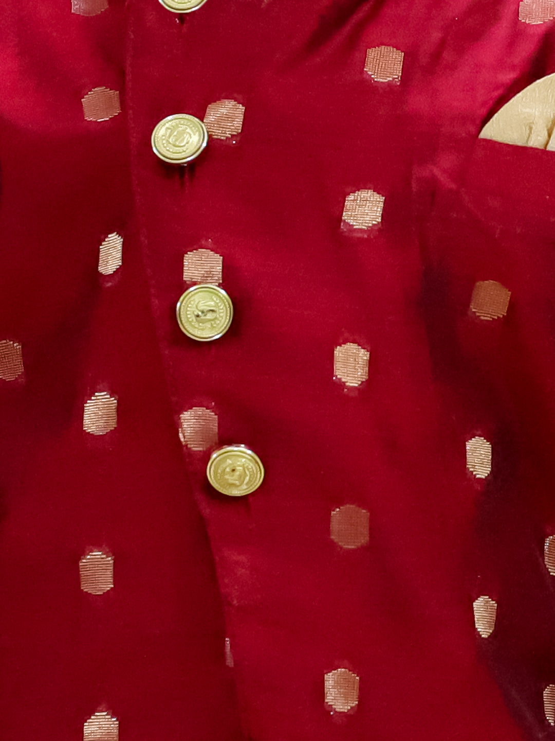 BownBee Pure Chanderi Full Sleeve Sherwani Dhoti for Boys- Maroon