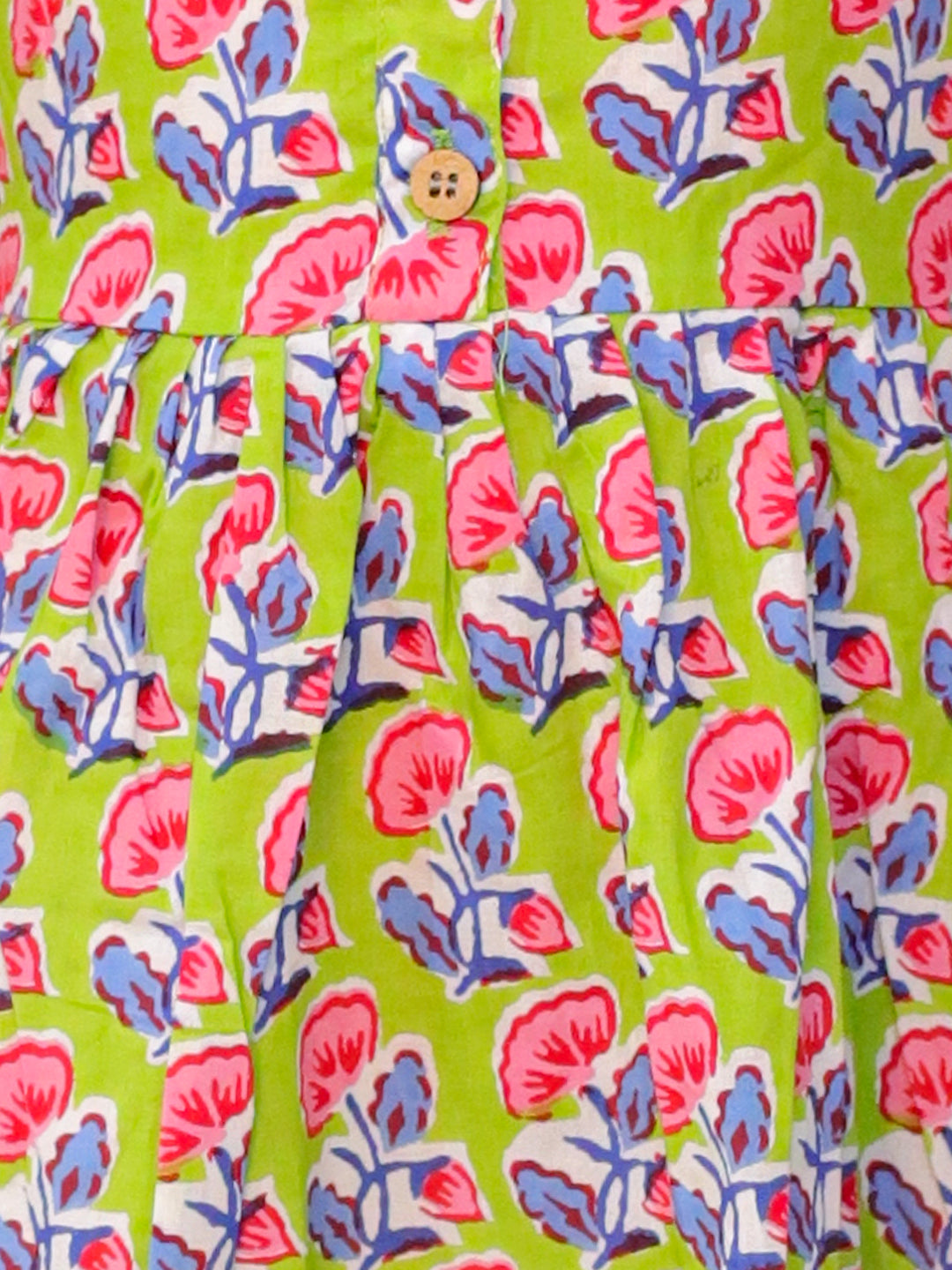 BownBee Summer Pure Cotton Printed Frock for Girls- Green