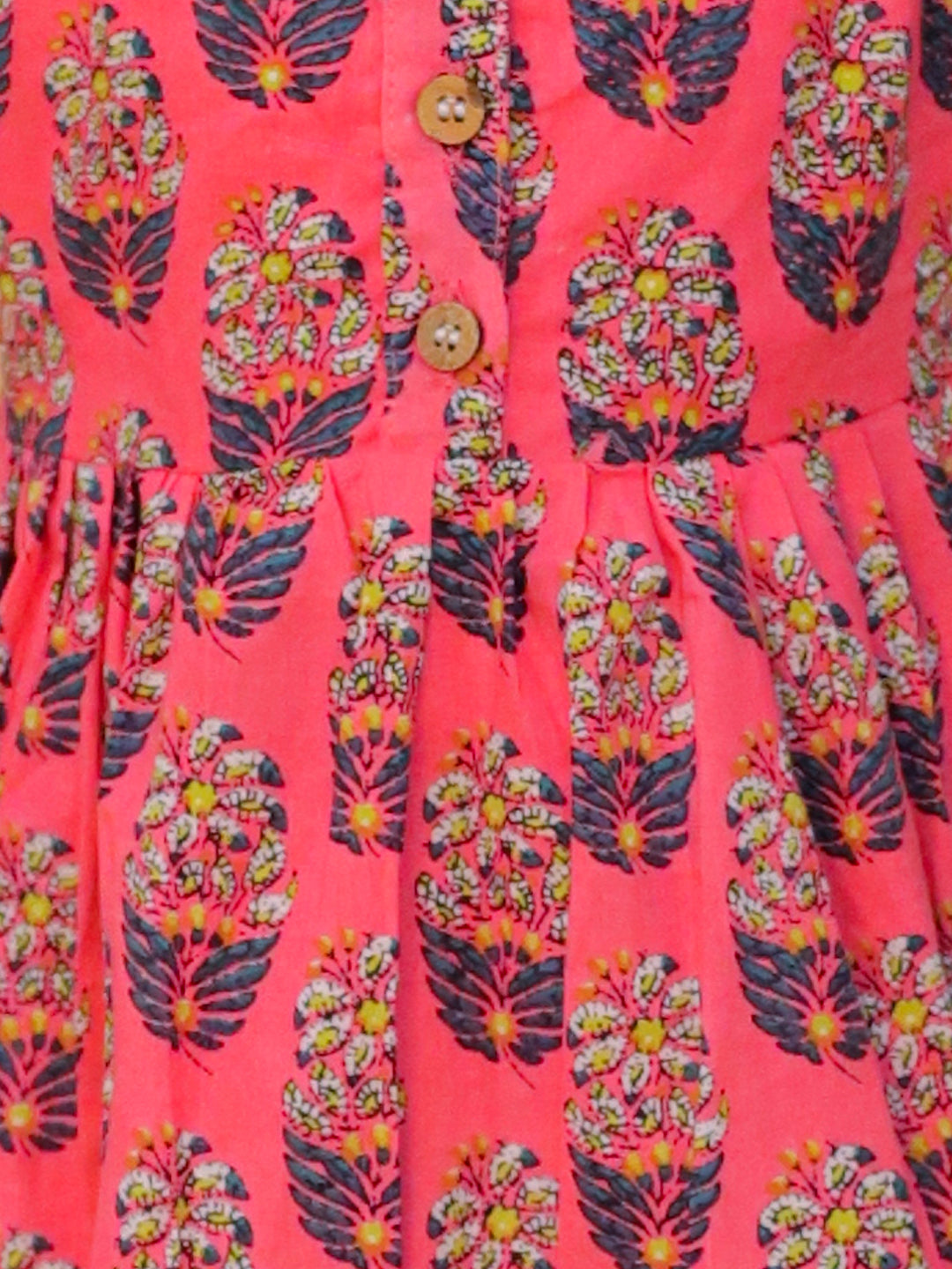 BownBee Summer Pure Cotton Printed Frock for Girls - Pink