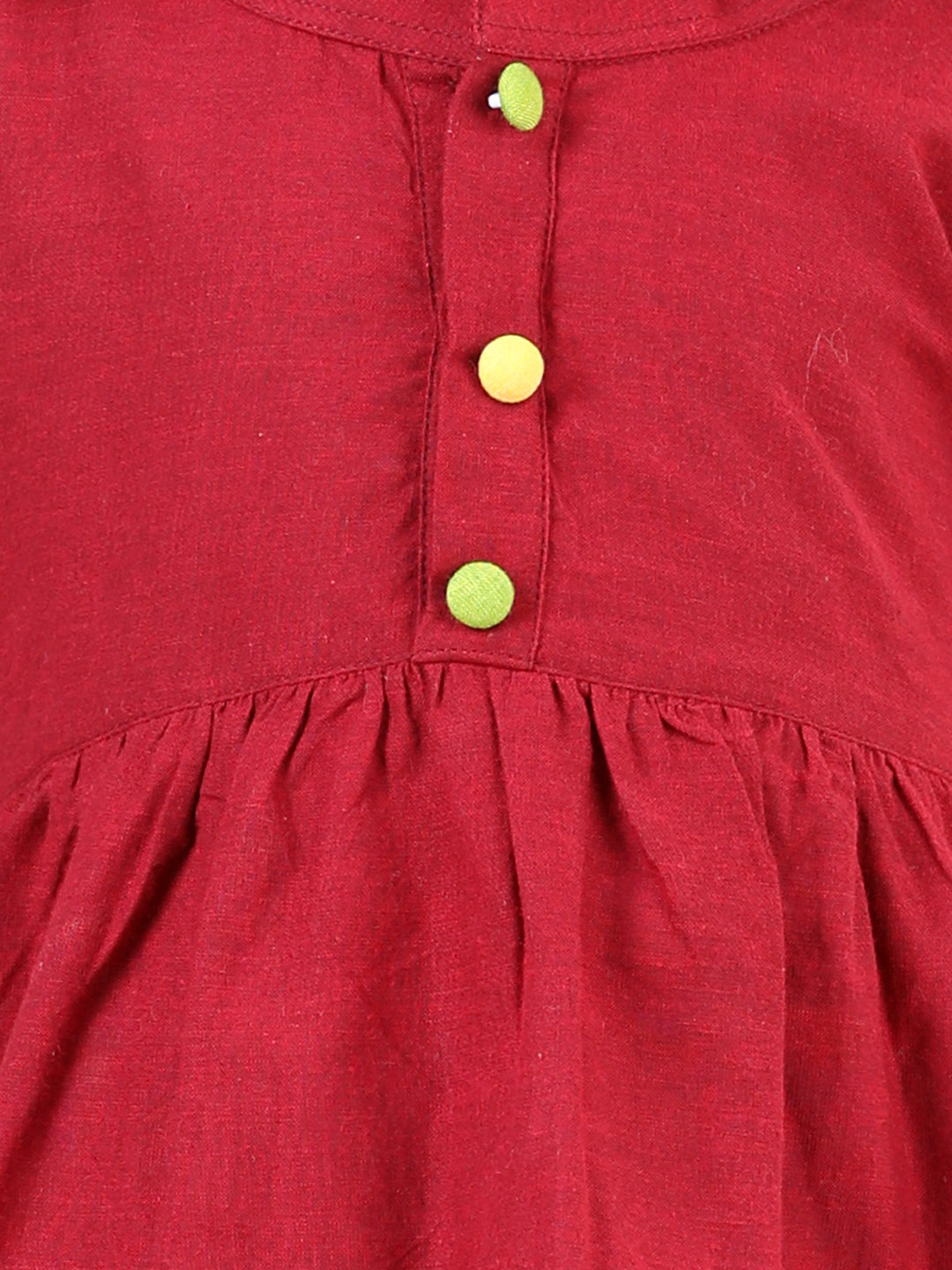 BownBee Multi Frill Cotton Frock with Headband for Girls- Maroon