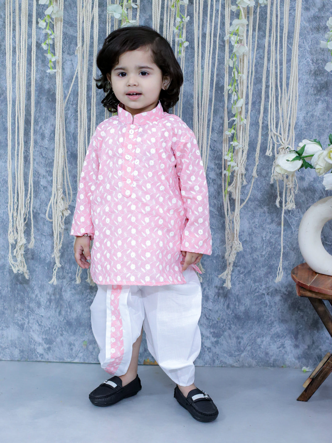 Girl Dhoti Kurta Baccho Ka BownBee Chikan Cotton Full Sleeve Kurta