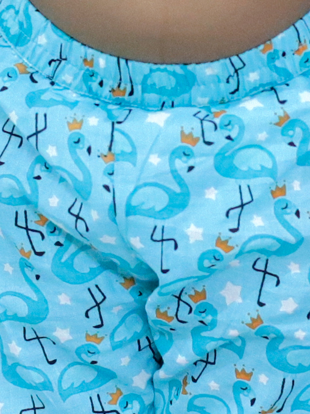 BownBee Pure Cotton Printed Kaftan with Pant and Headband Set - Blue