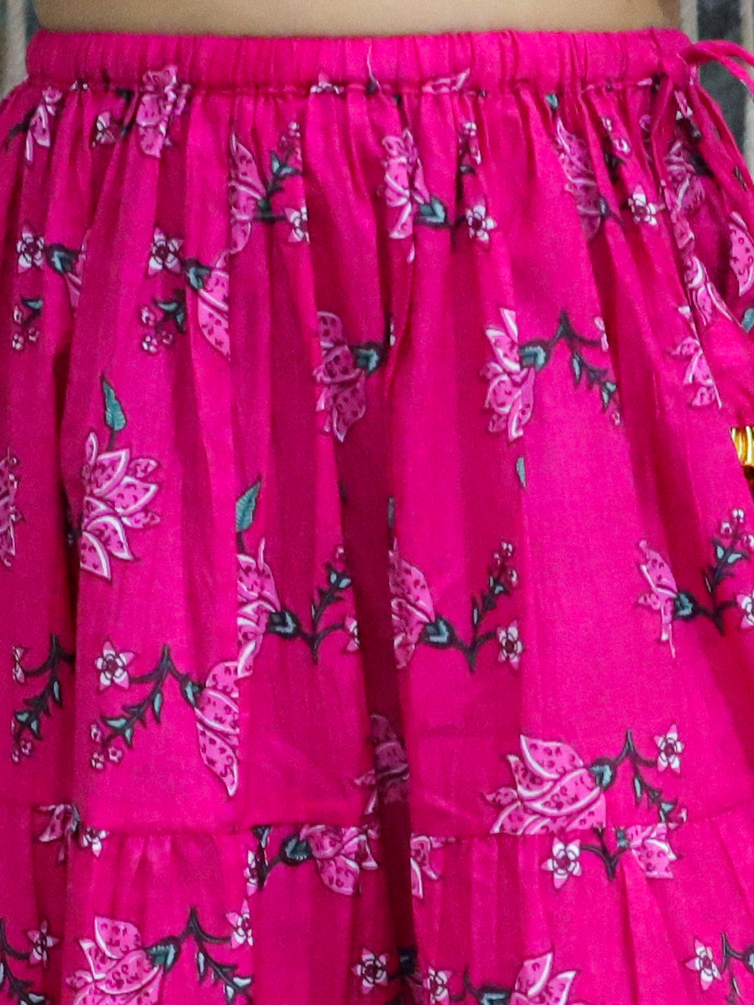 BownBee Pure Cotton Front Open Choli with Lehenga - Pink