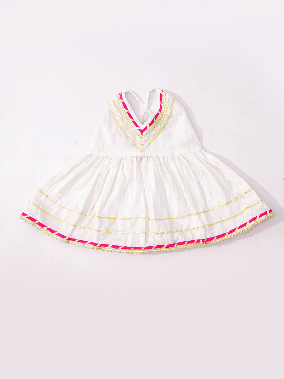 BownBee Pure Cotton Lurex Kurti With Dhoti Set For Infant Girls - White