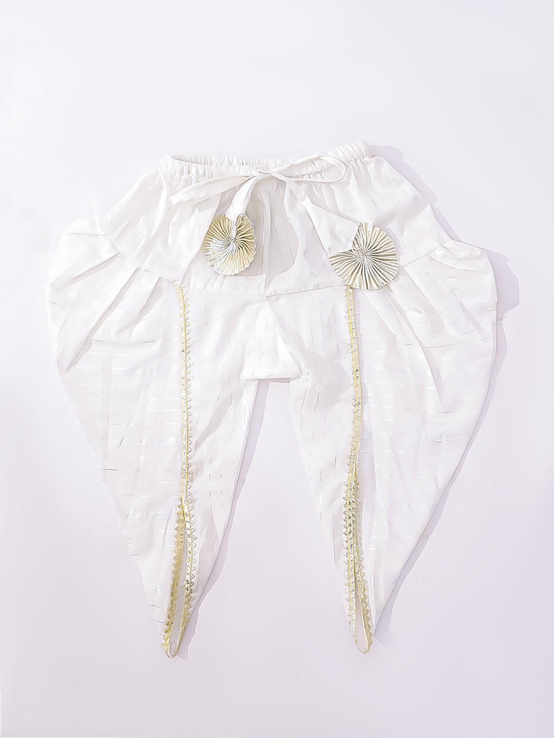 BownBee Pure Cotton Lurex Kurti With Dhoti Set For Infant Girls - White