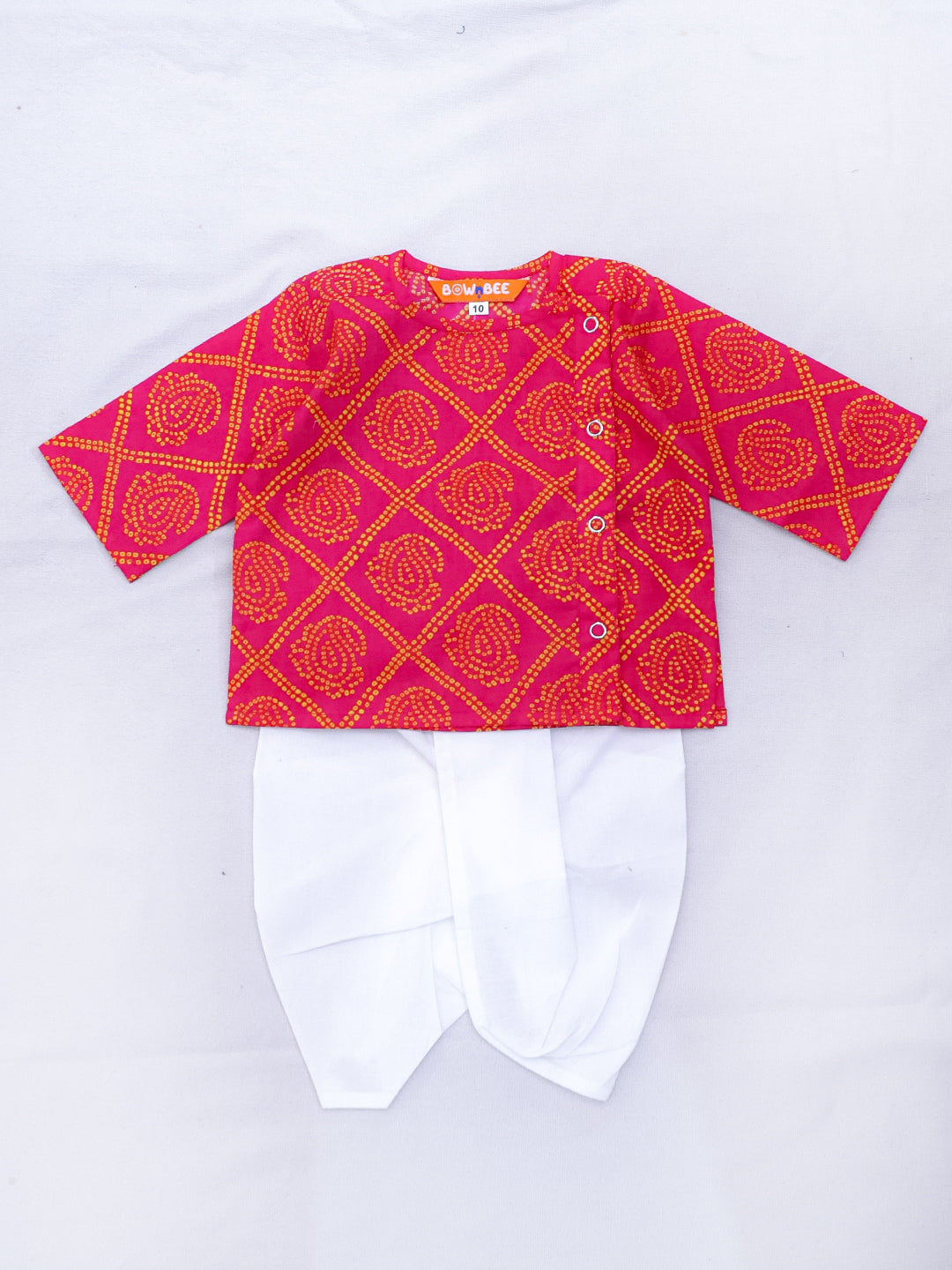 BownBee Full Sleeve Pure Cotton Kurta Dhoti For Baby Boy (Infants) - Red