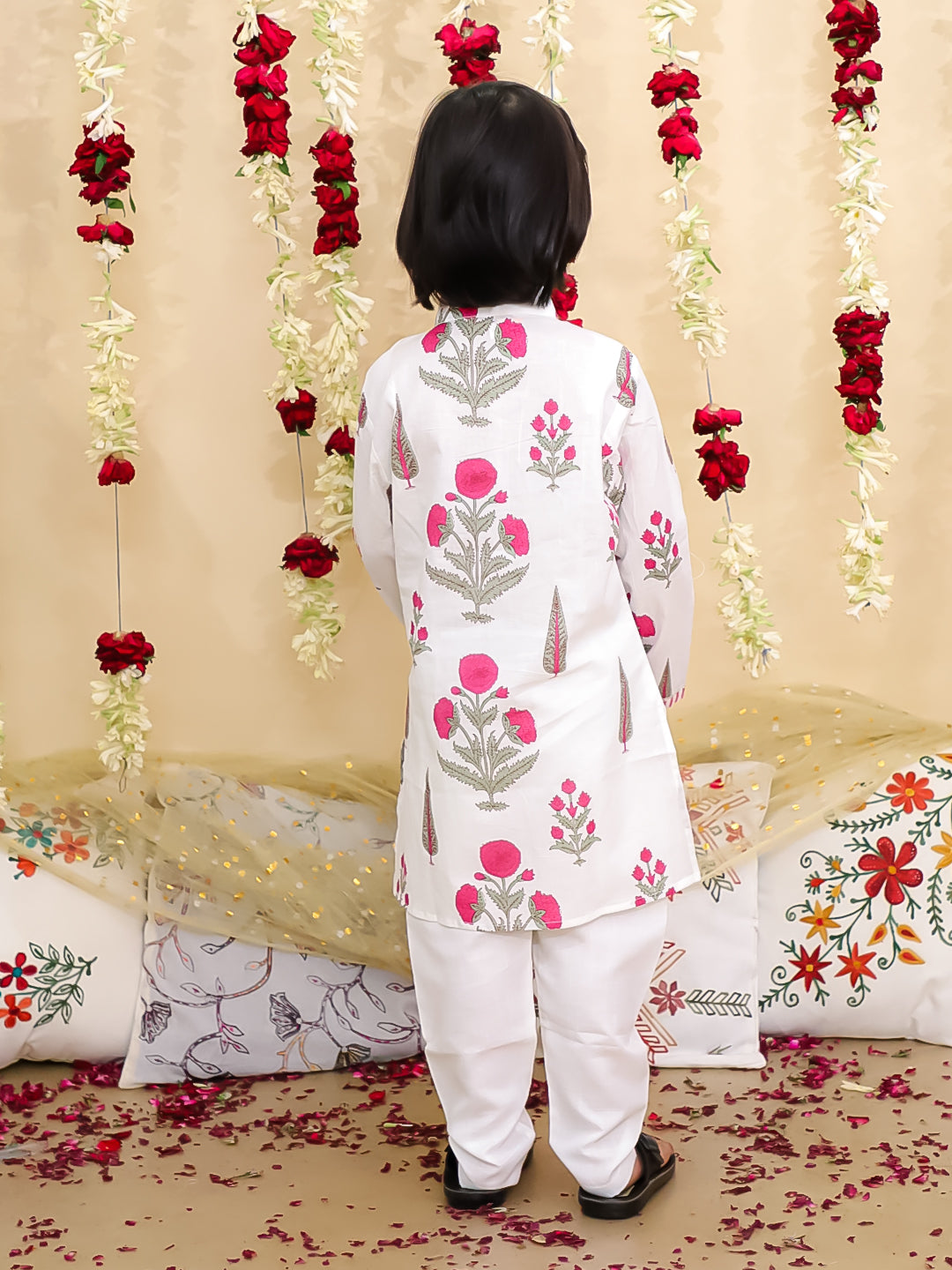 BownBee Pure Cotton Full Sleeves Kurta Pajama for Boys | Comfortable Ethnic Wear – Pink