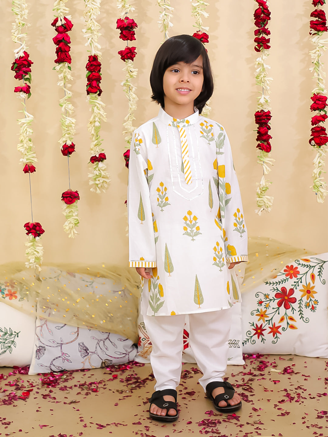 BownBee Pure Cotton Full Sleeves Kurta Pajama for Boys | Comfortable Ethnic Wear – Pink