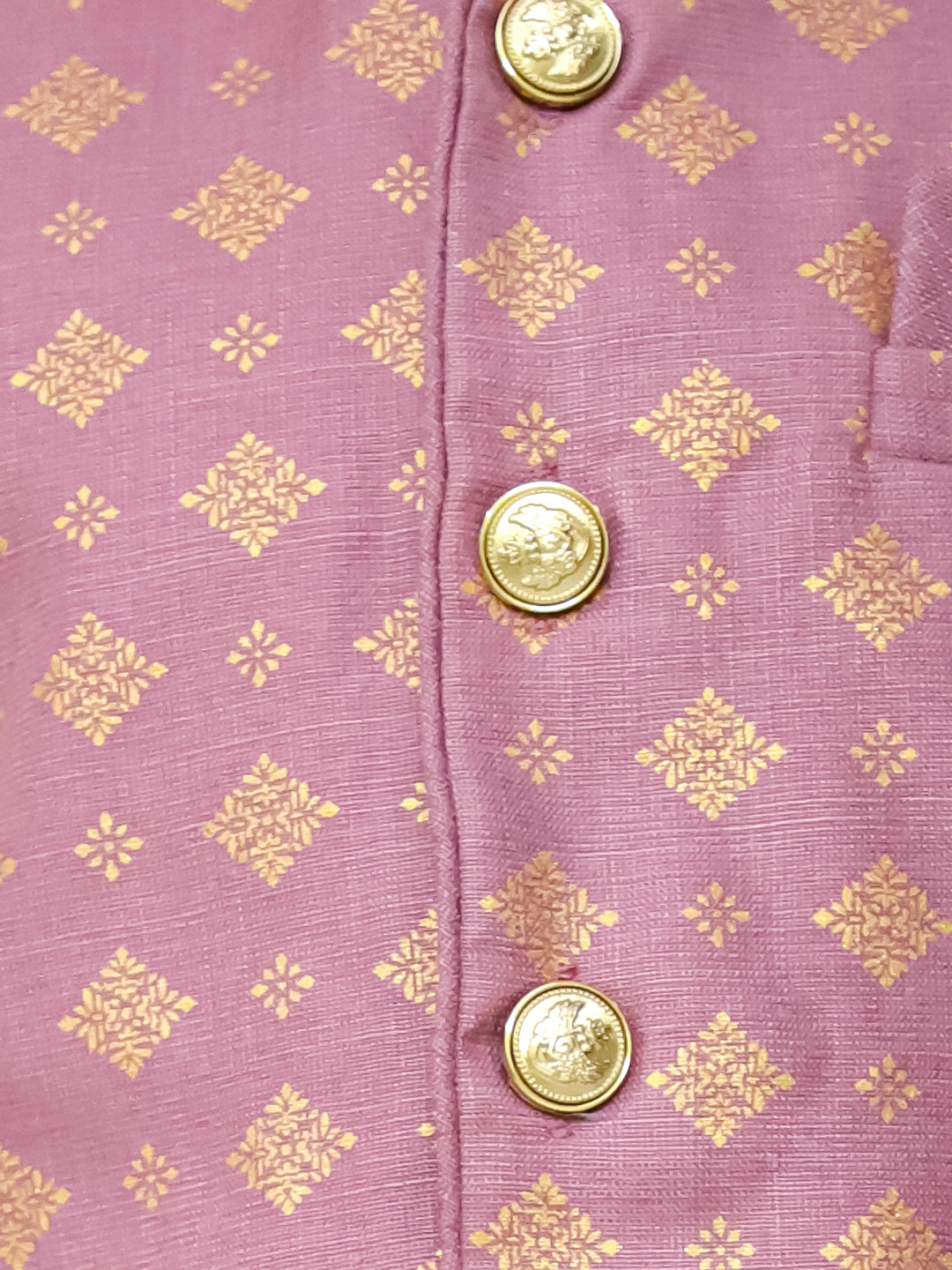 BownBee Printed Linen Jacket With Kurta Pajama Set For Boys - Green