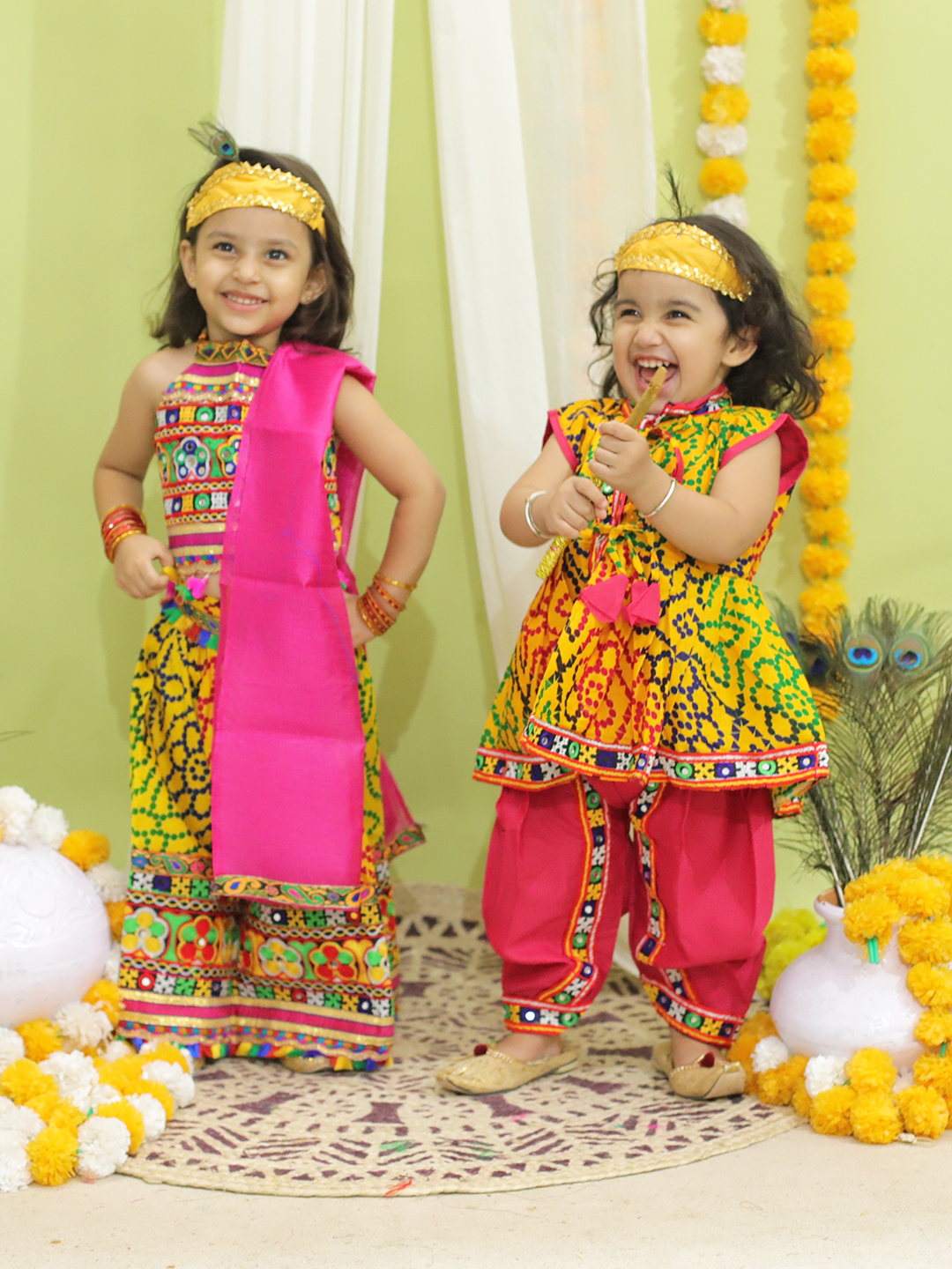 BownBee Printed Navratri Kedia Dhoti for Boys and Halter neck chaniya BownBee Styling Kids The Indian Way