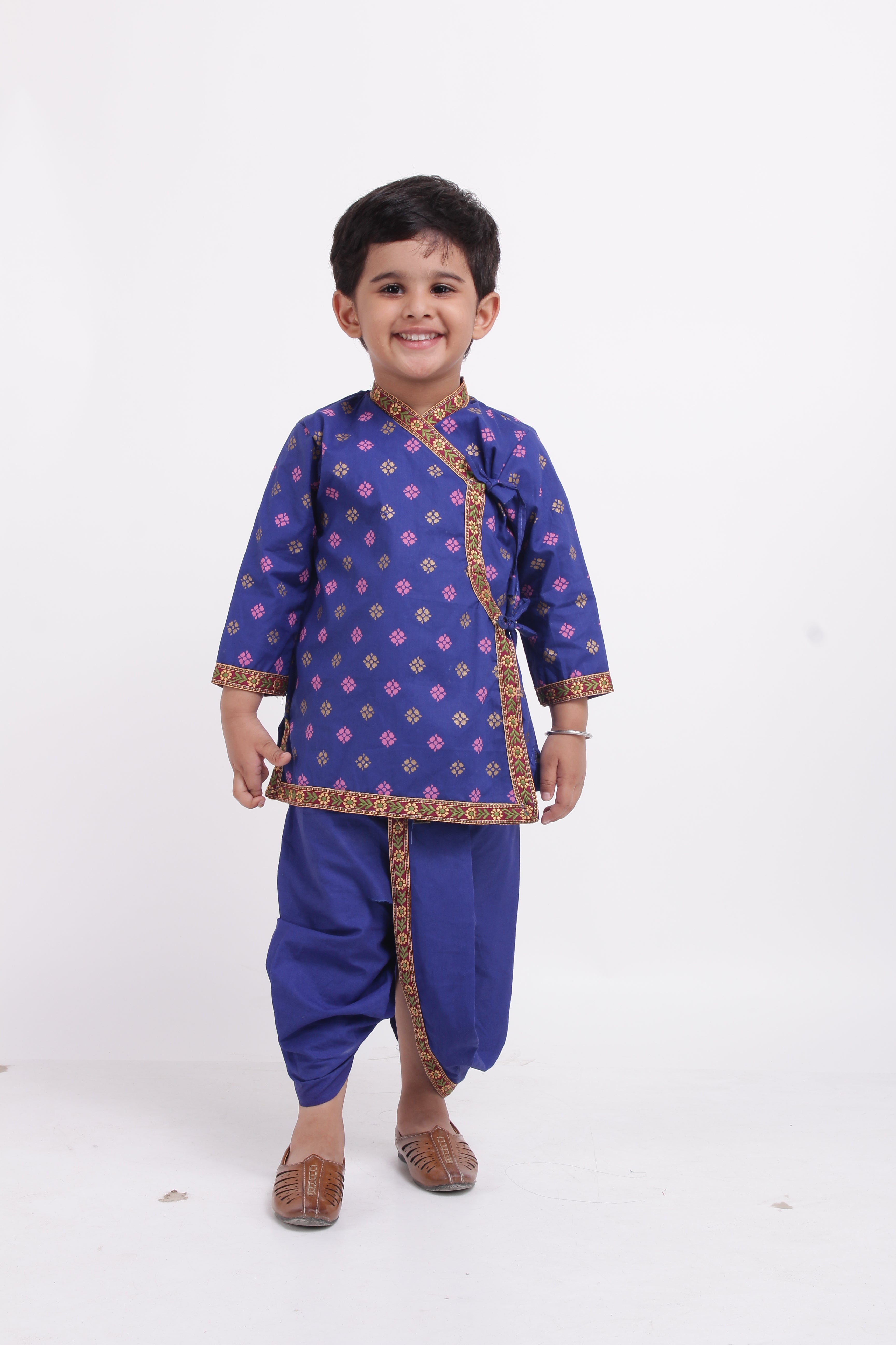 BownBee Cotton Kanhaiya Suit Dress For Baby Boy- Blue