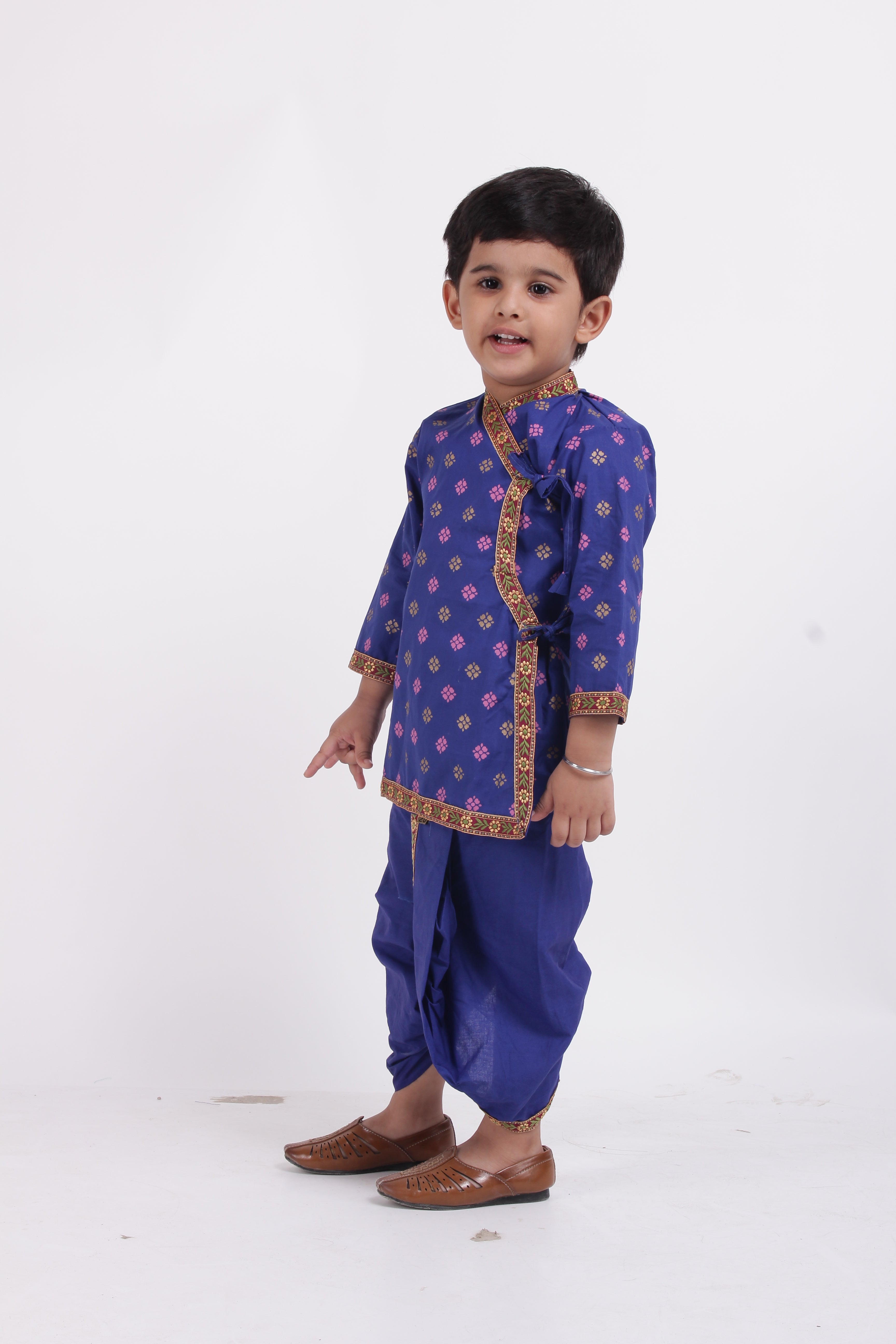BownBee Cotton Kanhaiya Suit Dress For Baby Boy- Blue