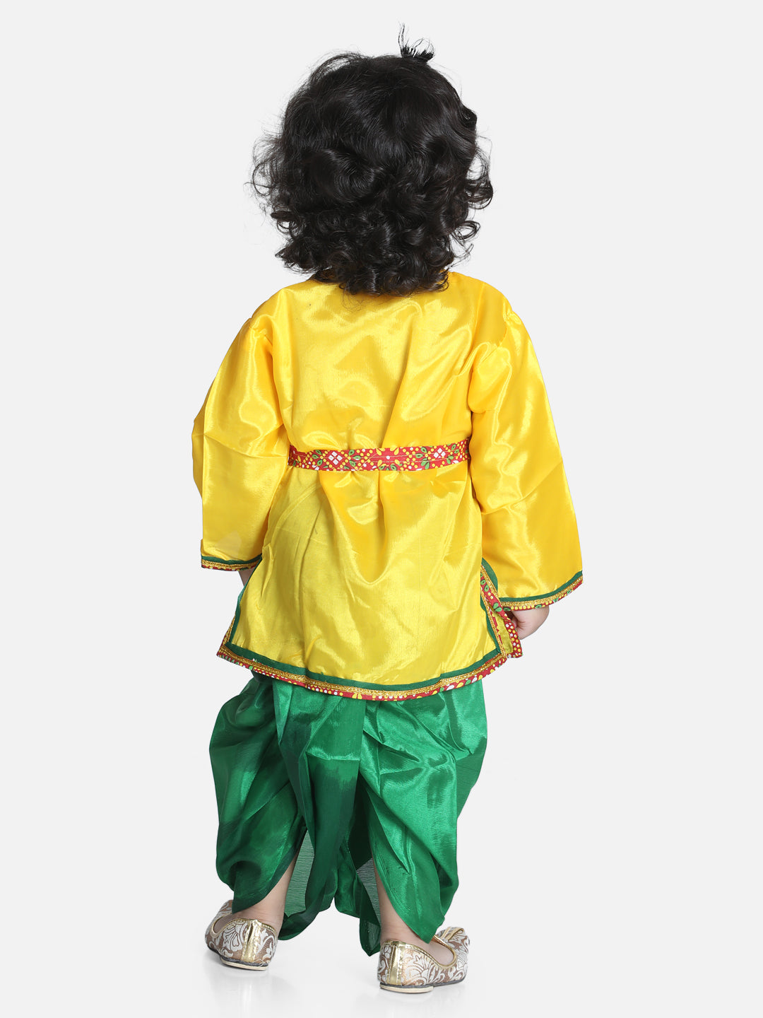 BownBee Full Sleeves Kanhaiya Suit With Basuri & Mukut With Band - Yellow