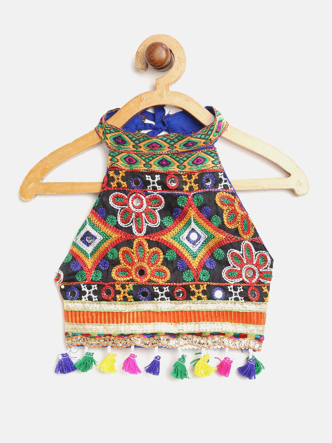 BownBee Kids Girls Navratri Dandiya  Garba Mirror Work Chaniya Choli  Dupatta- Blue
