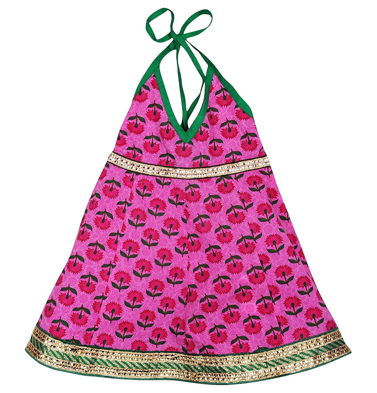 BownBee Printed Halter Neck Dress - Pink