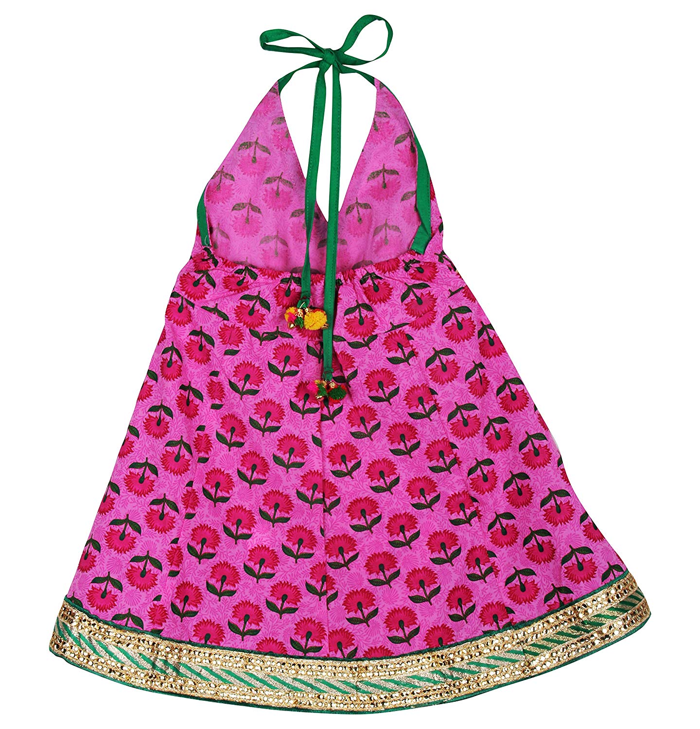 BownBee Printed Halter Neck Dress - Pink