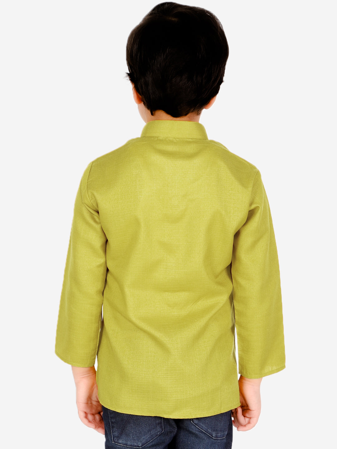 BownBee Full Sleeves Solid Short Kurta - Green