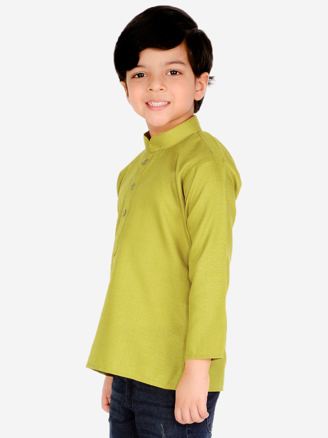 BownBee Full Sleeves Solid Short Kurta - Green