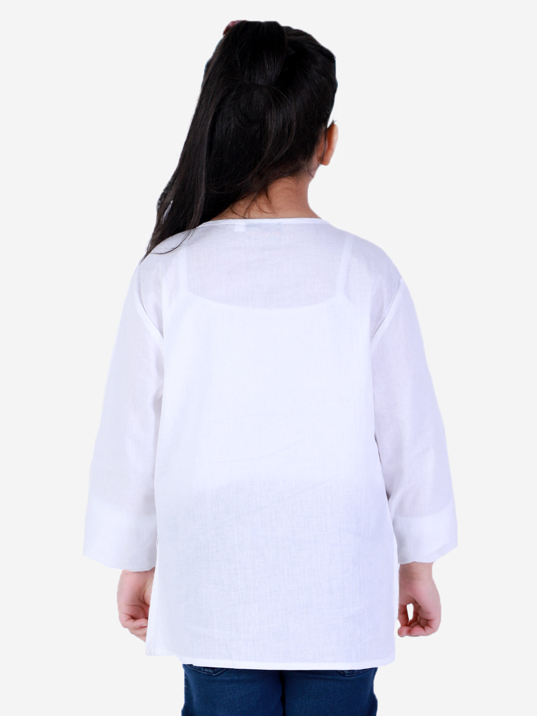 BownBee 100% Cotton Full Sleeve Holi Theme Colour Water Droplets & Elephant Printed Kurta - White