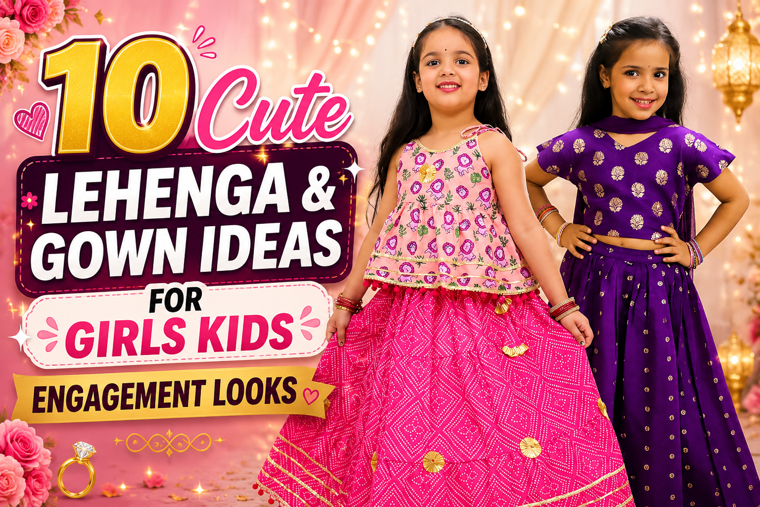 10 Cute Lehenga & Gown Ideas for Girls Kids Engagement Looks