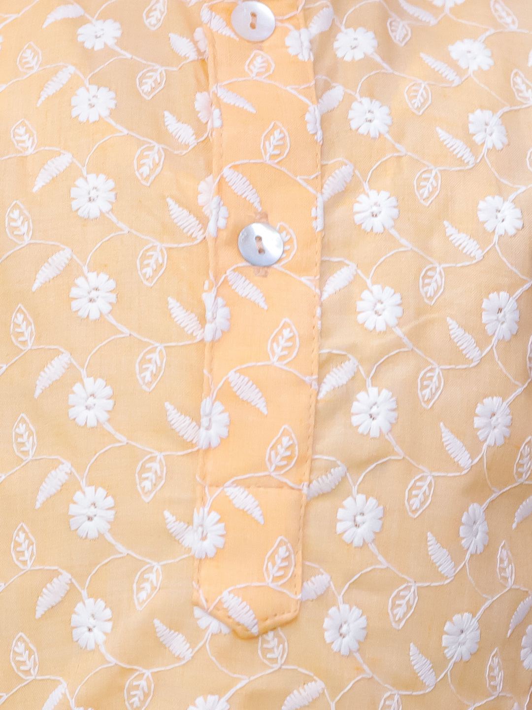 BownBee Chikan Cotton Full Sleeve Kurta with Dhoti for Boys- Orange