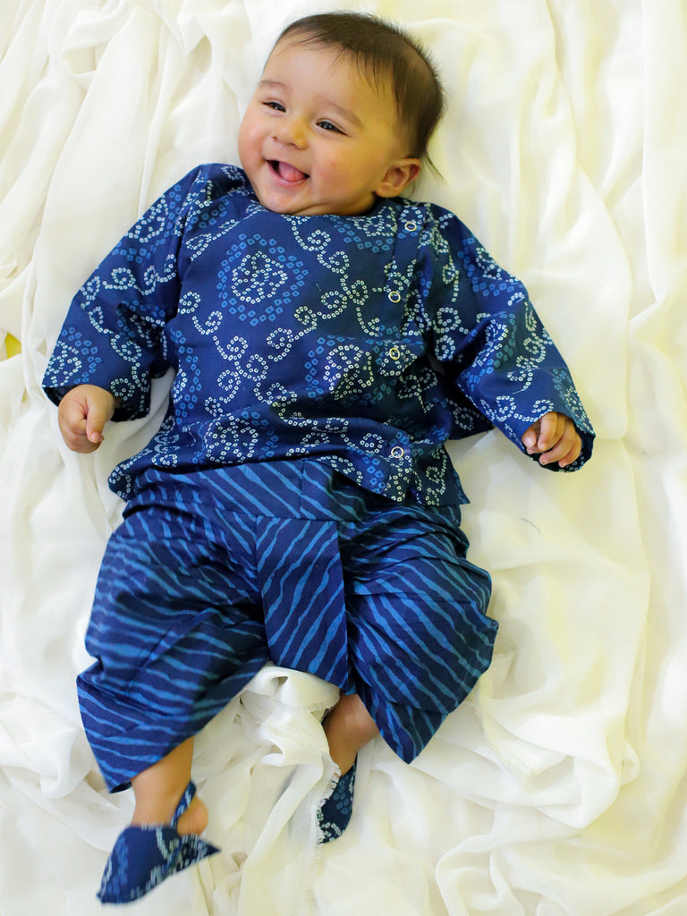 BownBee New Born and Infant Baby Dress Pure Cotton Kurta Dhoti with Booties  Set for Baby Boy Blue (Pre-Order)