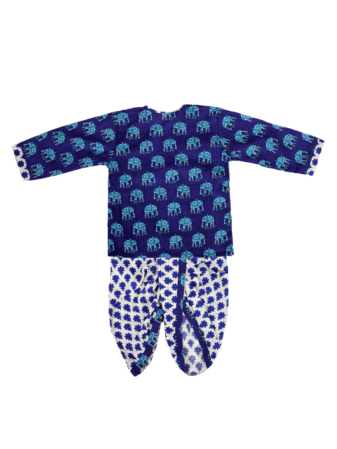 BownBee Pure Cotton Full Sleeve Dhoti Kurta for Baby Boy- Blue