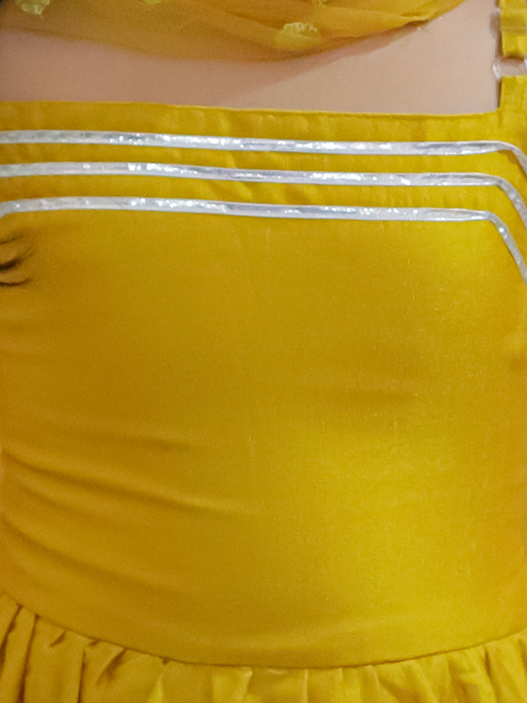 BownBee Tier Gown with Sequined Net Dupatta for Girls - Yellow