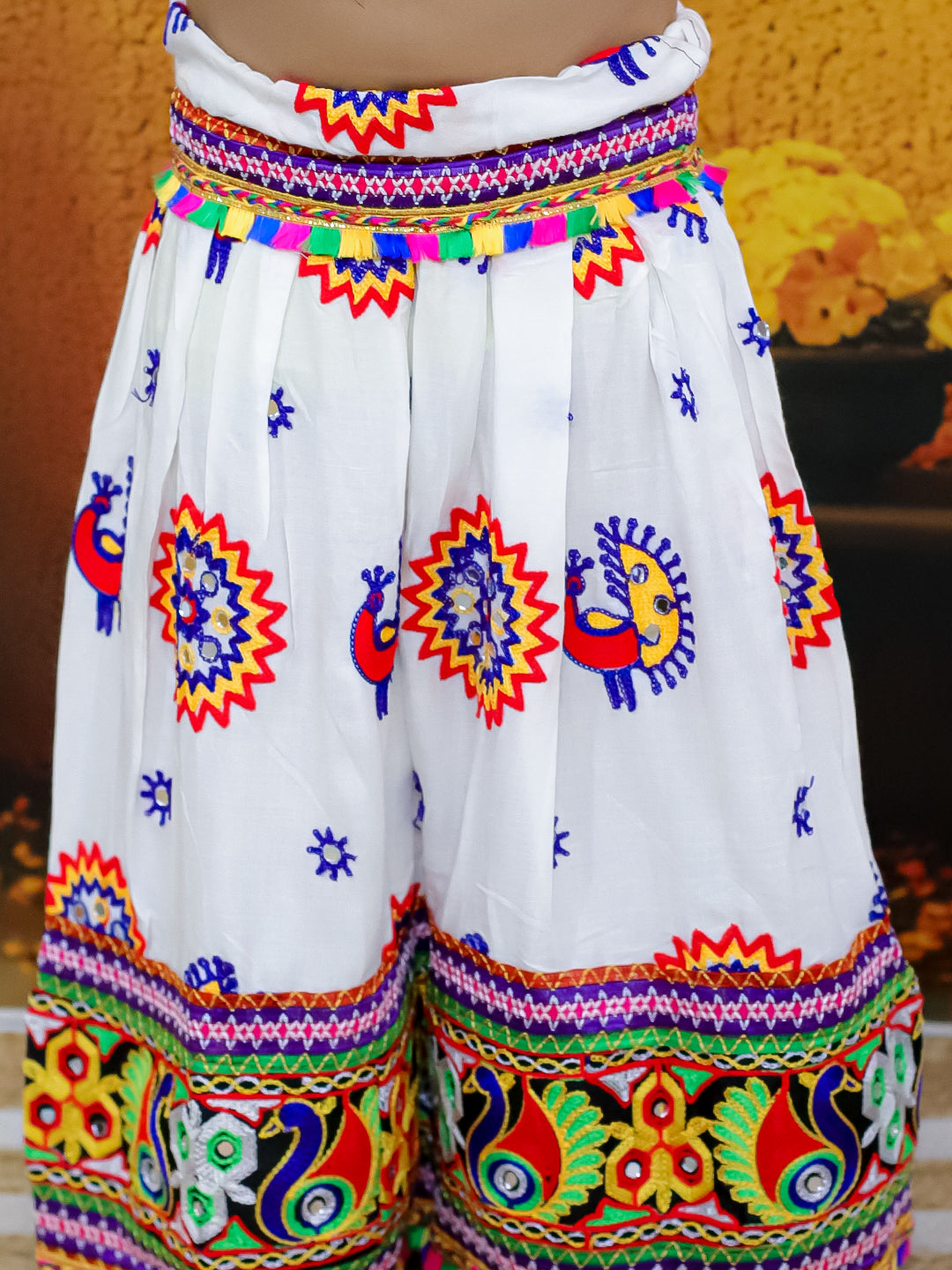 Embroidered Kedia Dhoti Cap Set for Boys with Embroidered Lehenga Halter Neck Choli Dupatta Set for Girls- White