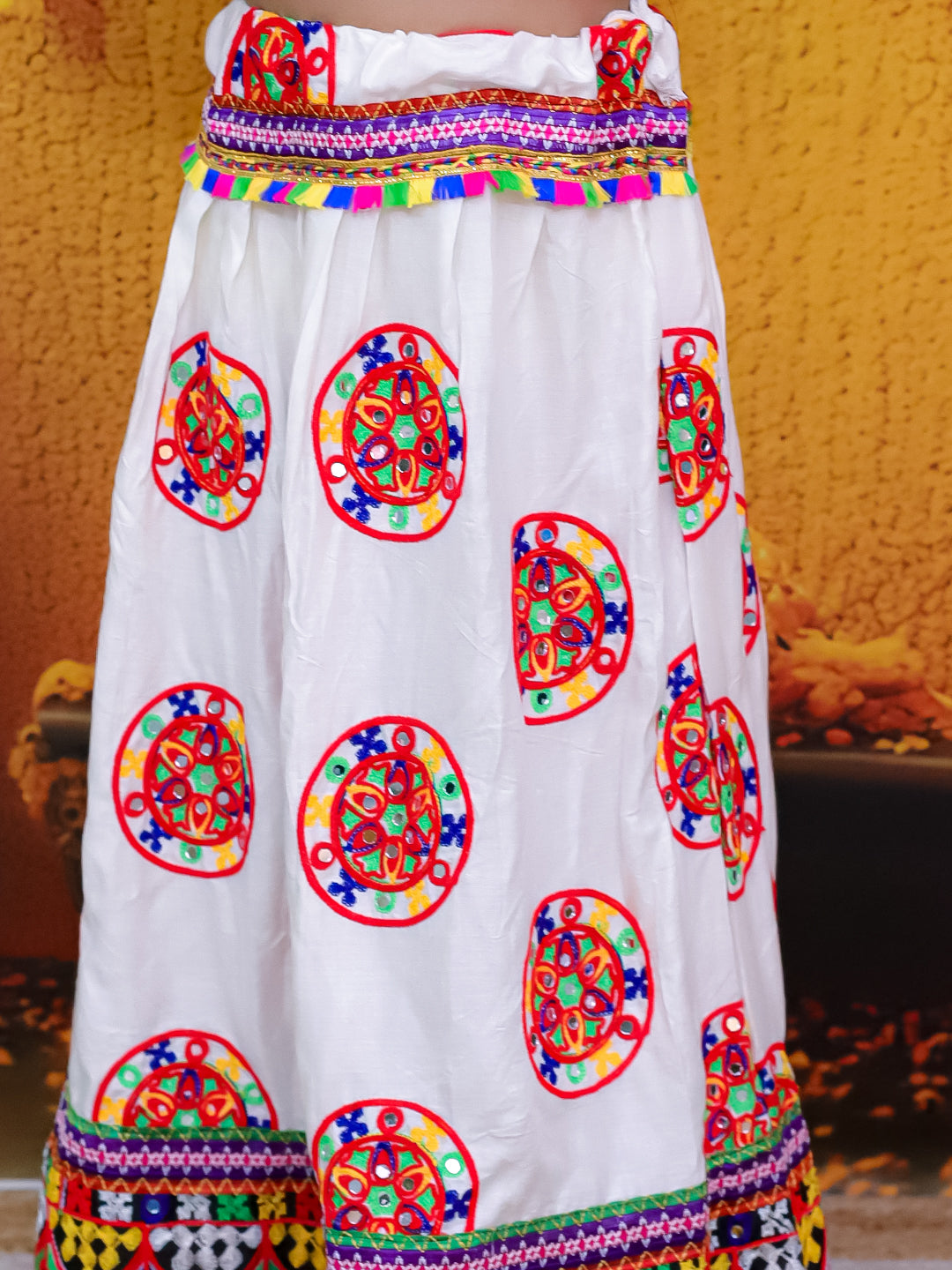 Embroidered Kedia Dhoti Cap Set for Boys with Embroidered Lehenga Half Sleeve Choli Dupatta Set for Girls- White