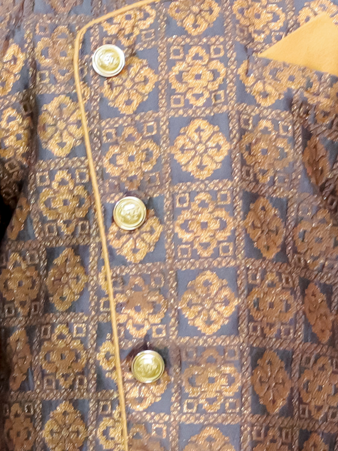 BownBee Jacquard Full Sleeve Sherwani with Salwar for Boys - Gray