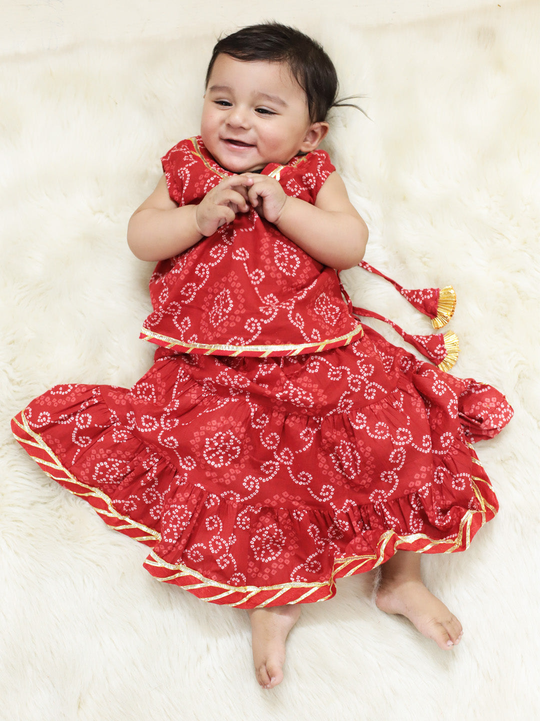  Pure Cotton Printed Skirt Top Set for Girls