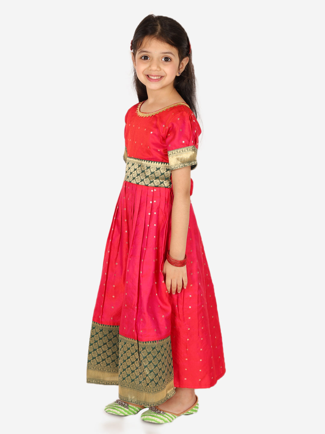 BownBee Silk Booti Party Dress Gown for Girls- Pink