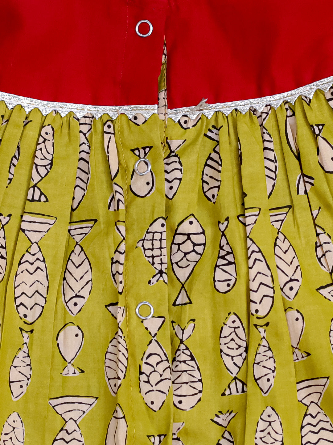 BownBee Fish Fun Dhoti Kurta & Fin-Tastic Kurta With Harrem Sibling Set - Red