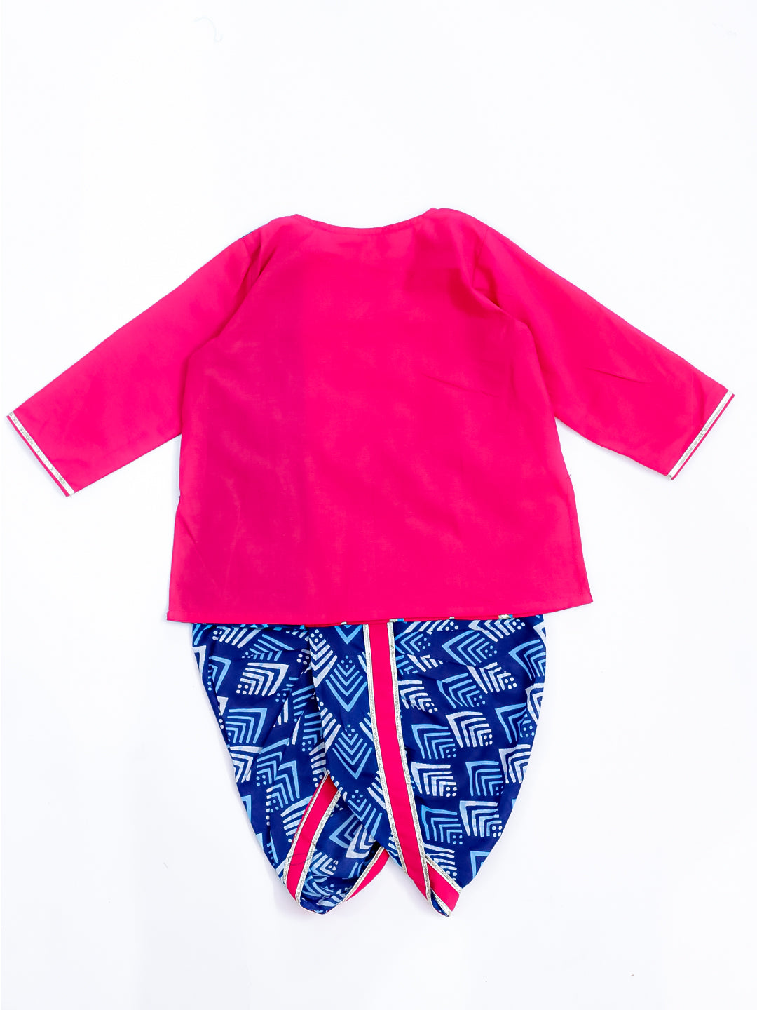 BownBee Cosmic Indigo Dhoti Kurta & Midnight Mirrage Lehanga Choli Sibling Set -Pink/Blue