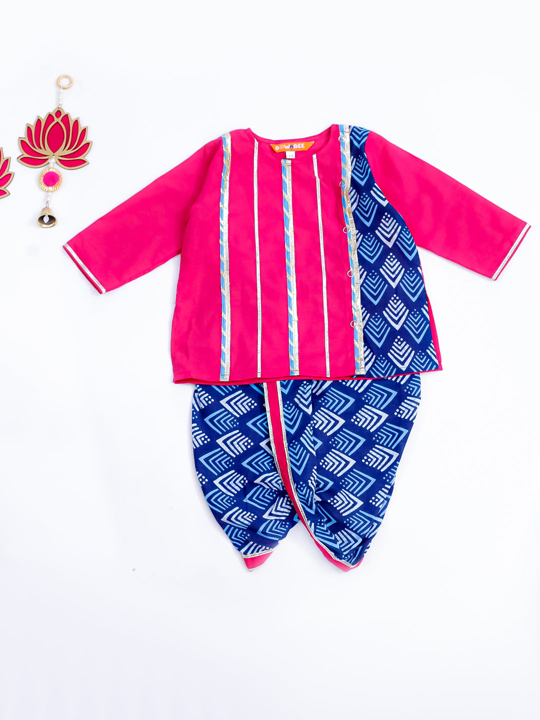 BownBee Cosmic Indigo Dhoti Kurta & Midnight Mirrage Lehanga Choli Sibling Set
