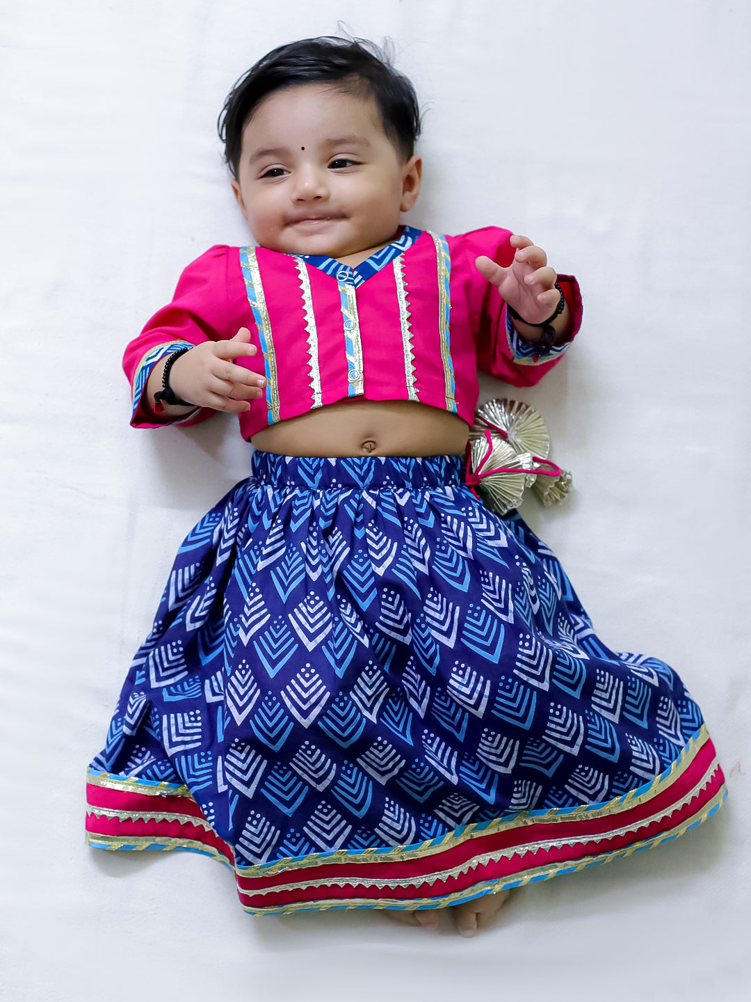 BownBee Cosmic Indigo Dhoti Kurta & Midnight Mirrage Lehanga Choli Sibling Set