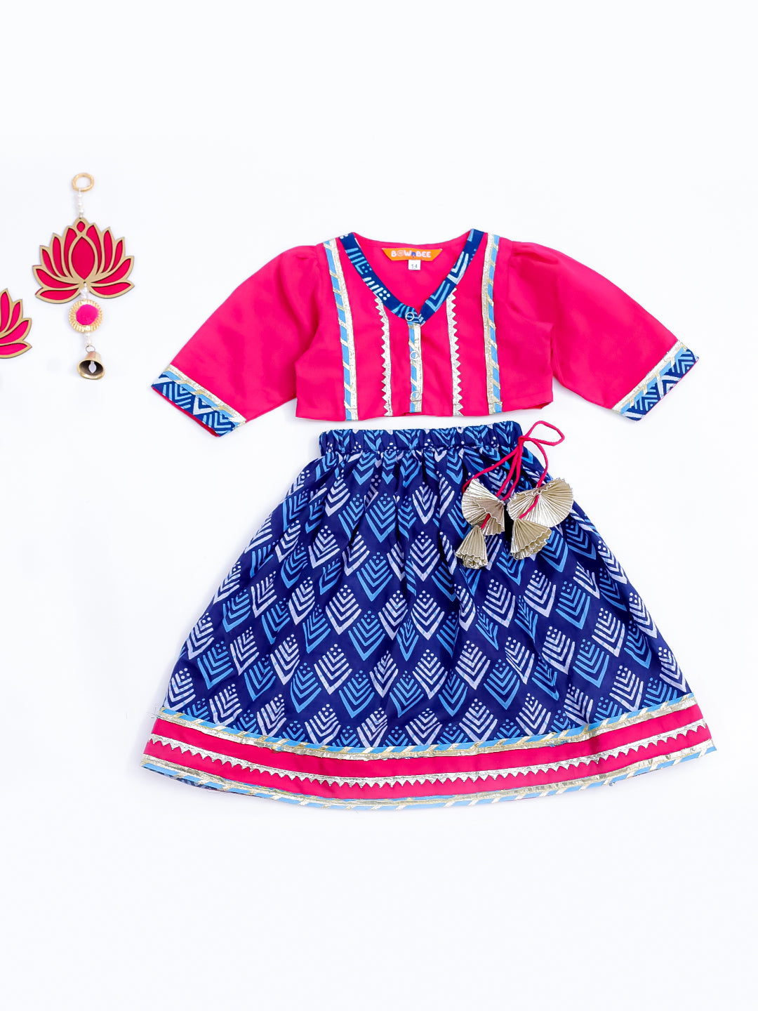 BownBee Cosmic Indigo Dhoti Kurta & Midnight Mirrage Lehanga Choli Sibling Set