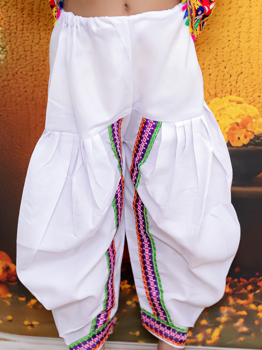 Embroidered Kedia Dhoti Cap Set for Boys with Embroidered Lehenga Halter Neck Choli Dupatta Set for Girls- White