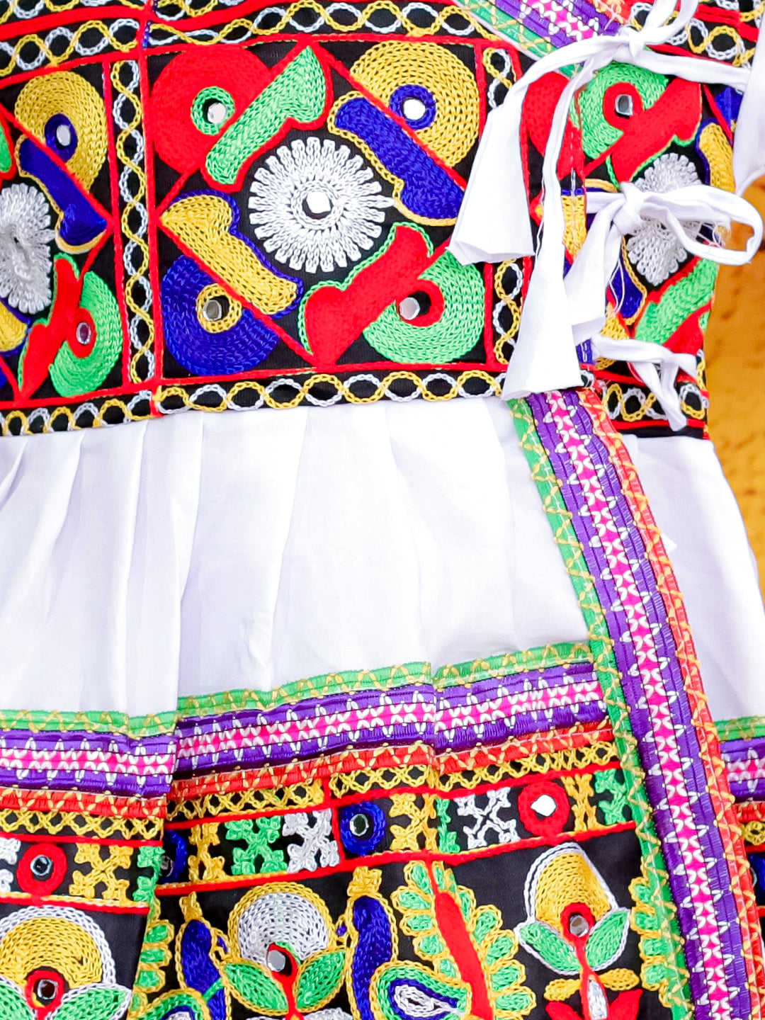 Embroidered Kedia Dhoti Cap Set for Boys with Embroidered Lehenga Halter Neck Choli Dupatta Set for Girls- White