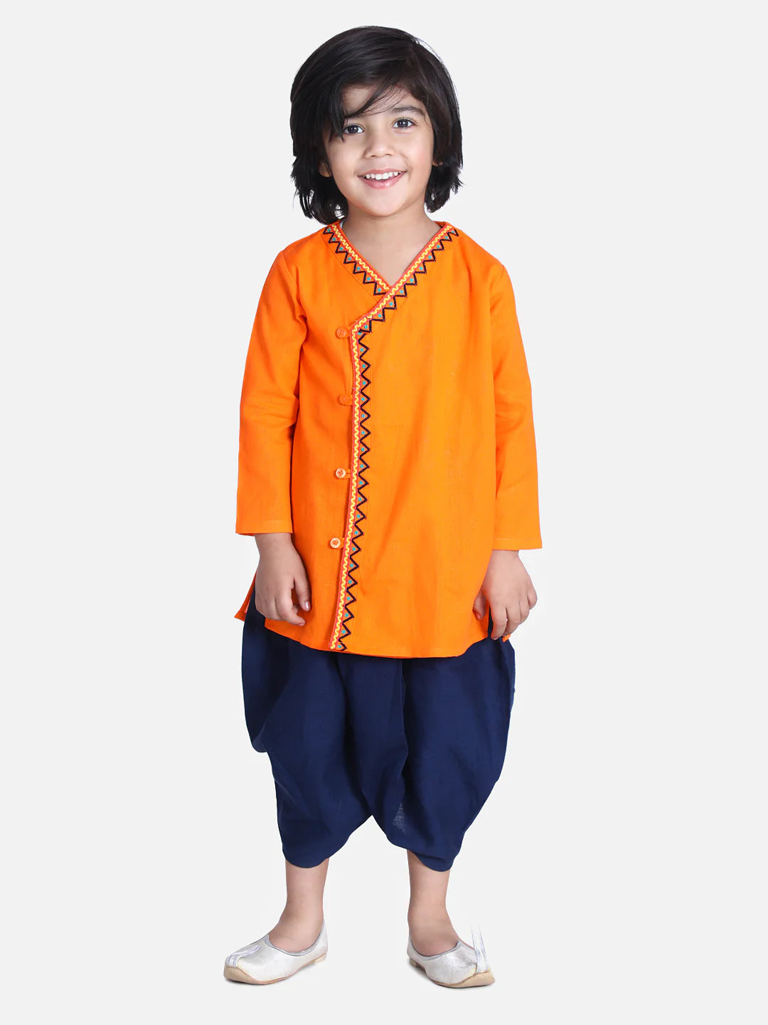 BownBee Full Sleeves Front Open Embroidered Kurta With Dhoti Sets